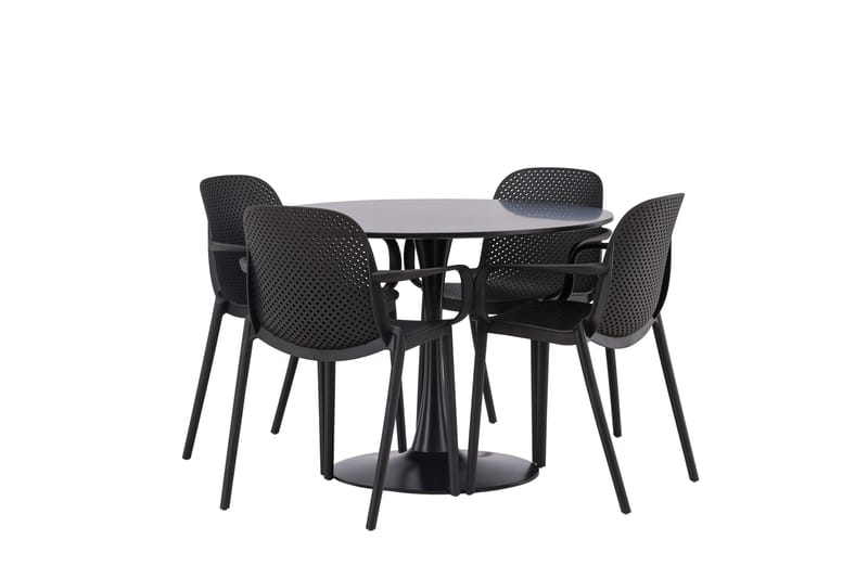 Glade Matgrupp 100 cm Rund med 4 Baltimore stolar - Svart - Möbler - Matplats - Matgrupp & matbord med stolar