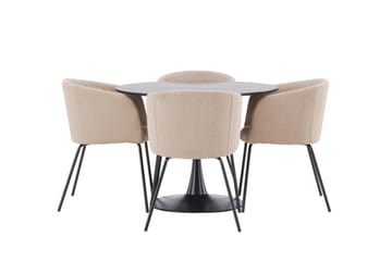 Glade Matgrupp 100 cm Rund med 4 Berit stolar - Beige - Möbler - Matplats - Matgrupp & matbord med stolar