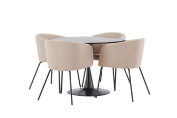 Glade Matgrupp 100 cm Rund med 4 Berit stolar - Beige - Möbler - Matplats - Matgrupp & matbord med stolar