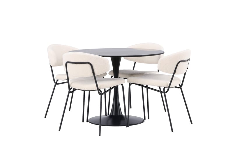 Glade Matgrupp 100 cm Rund med 4 Chico Stolar - Svart - Möbler - Matplats - Matgrupp & matbord med stolar