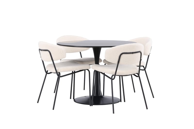 Glade Matgrupp 100 cm Rund med 4 Chico Stolar - Svart - Möbler - Matplats - Matgrupp & matbord med stolar