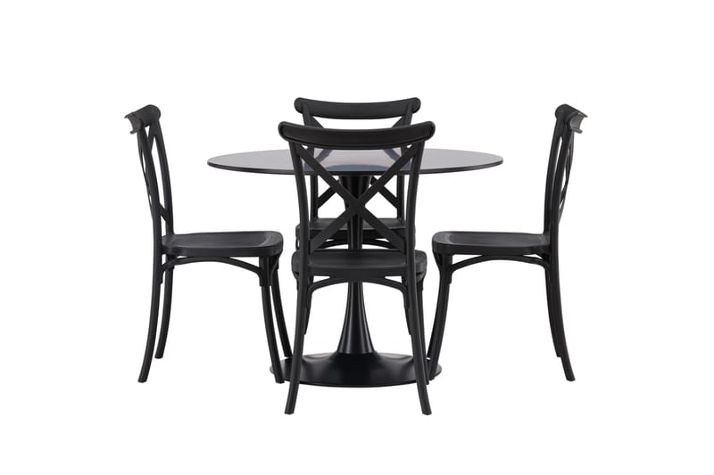 Glade Matgrupp 100 cm Rund med 4 Crosett stolar - Svart - Möbler - Matplats - Matgrupp & matbord med stolar