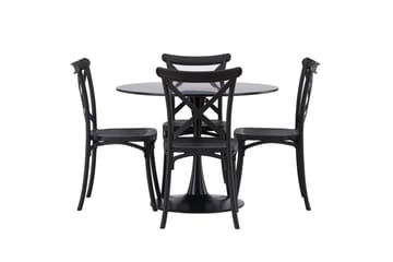 Glade Matgrupp 100 cm Rund med 4 Crosett stolar - Svart - Möbler - Matplats - Matgrupp & matbord med stolar
