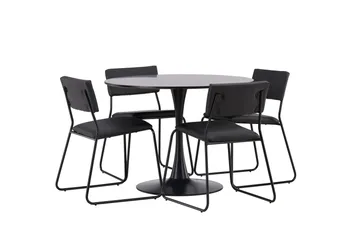 Glade Matgrupp 100 cm Rund med 4 Kenth Stolar - Svart - Möbler - Matplats - Matgrupp & matbord med stolar