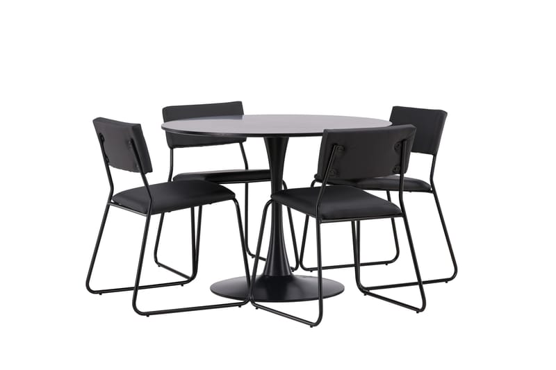 Glade Matgrupp 100 cm Rund med 4 Kenth Stolar - Svart - Möbler - Matplats - Matgrupp & matbord med stolar