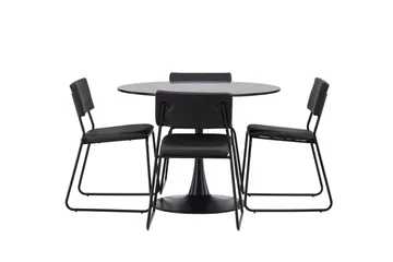 Glade Matgrupp 100 cm Rund med 4 Kenth Stolar - Svart - Möbler - Matplats - Matgrupp & matbord med stolar
