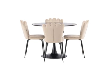 Glade Matgrupp 100 cm Rund med 4 Limhamn stolar - Beige - Möbler - Matplats - Matgrupp & matbord med stolar