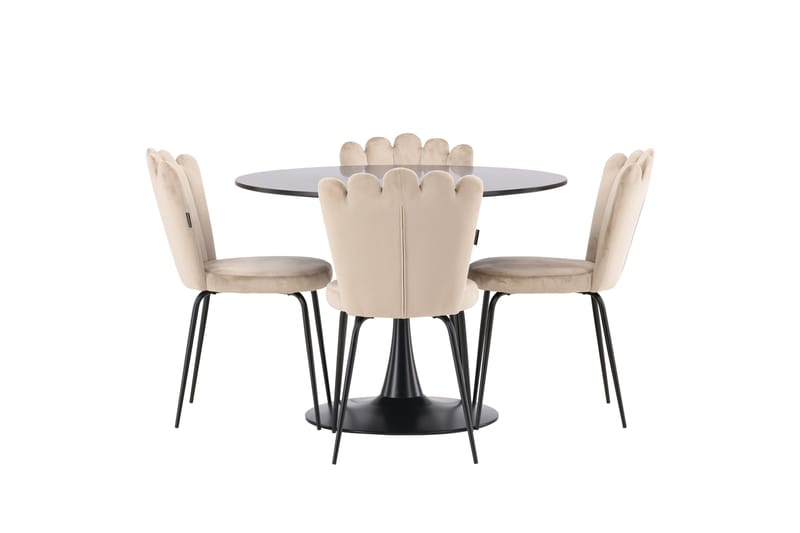 Glade Matgrupp 100 cm Rund med 4 Limhamn stolar - Beige - Möbler - Matplats - Matgrupp & matbord med stolar