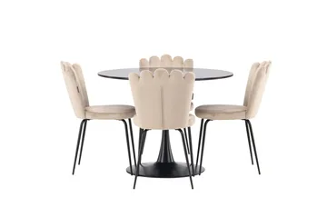 Glade Matgrupp 100 cm Rund med 4 Limhamn stolar - Beige - Möbler - Matplats - Matgrupp & matbord med stolar