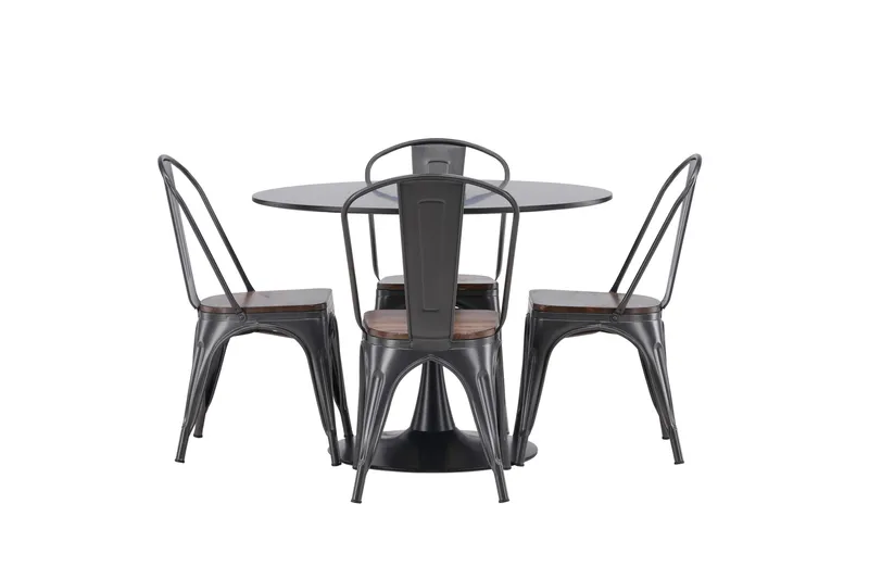 Glade Matgrupp 100 cm Rund med 4 Tempe stolar, Mörkgrå