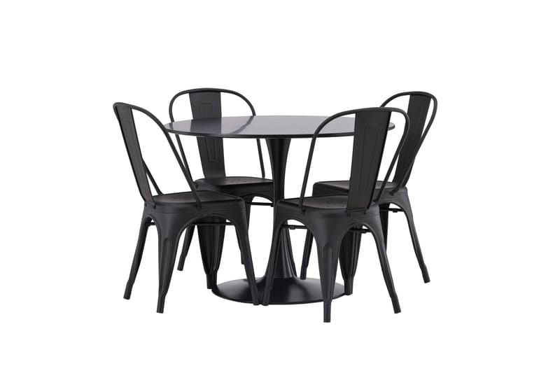 Glade Matgrupp 100 cm Rund med 4 Tempe Stolar - Svart - Möbler - Matplats - Matgrupp & matbord med stolar