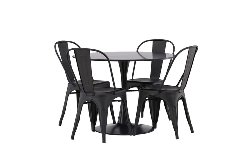Glade Matgrupp 100 cm Rund med 4 Tempe Stolar - Svart - Möbler - Matplats - Matgrupp & matbord med stolar