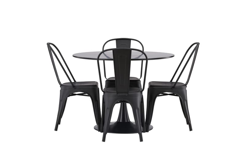 Glade Matgrupp 100 cm Rund med 4 Tempe Stolar - Svart - Möbler - Matplats - Matgrupp & matbord med stolar