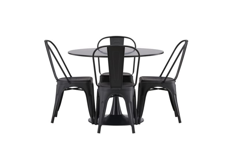Glade Matgrupp 100 cm Rund med 4 Tempe Stolar - Svart - Möbler - Matplats - Matgrupp & matbord med stolar