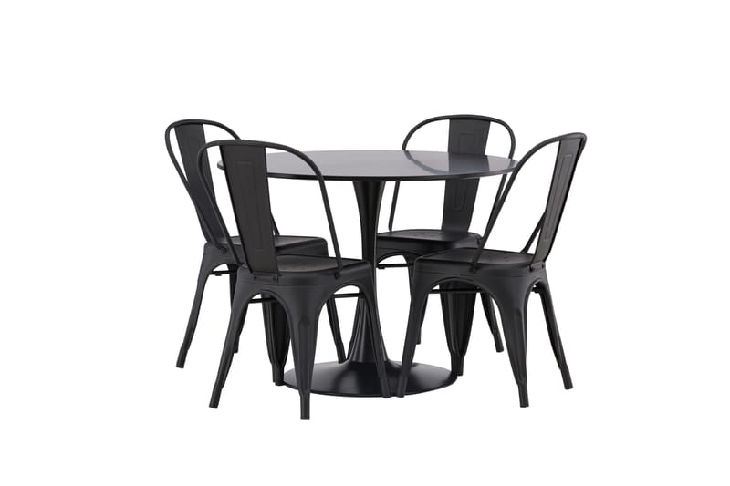 Glade Matgrupp 100 cm Rund med 4 Tempe Stolar - Svart - Möbler - Matplats - Matgrupp & matbord med stolar