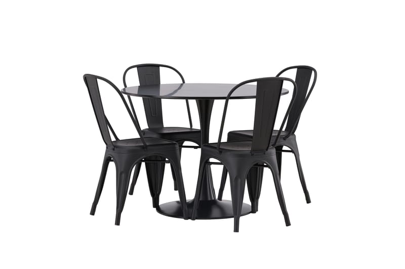Glade Matgrupp 100 cm Rund med 4 Tempe Stolar - Svart - Möbler - Matplats - Matgrupp & matbord med stolar