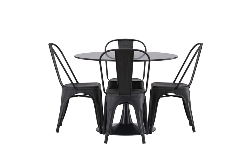 Glade Matgrupp 100 cm Rund med 4 Tempe Stolar - Svart - Möbler - Matplats - Matgrupp & matbord med stolar