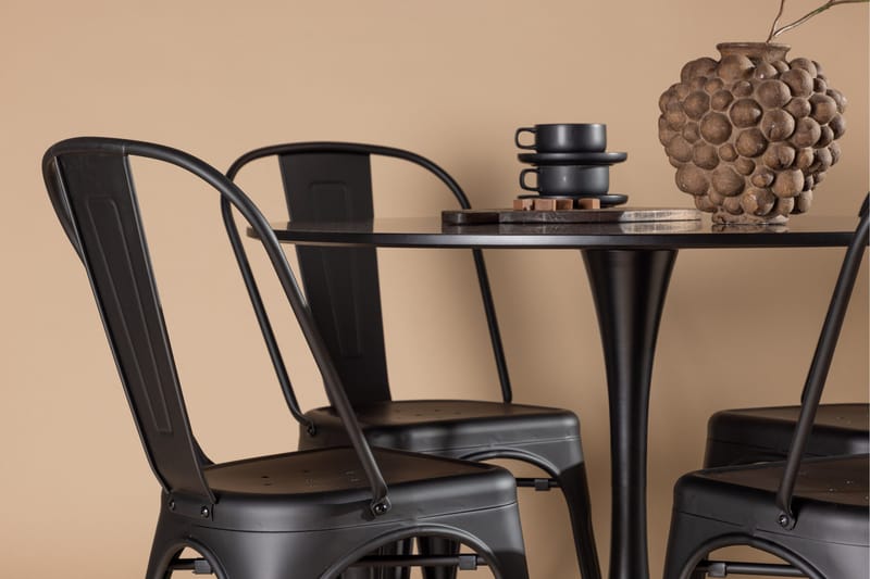 Glade Matgrupp 100 cm Rund med 4 Tempe Stolar - Svart - Möbler - Matplats - Matgrupp & matbord med stolar