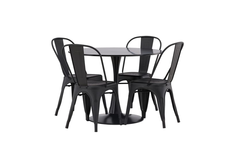 Glade Matgrupp 100 cm Rund med 4 Tempe Stolar - Svart - Möbler - Matplats - Matgrupp & matbord med stolar