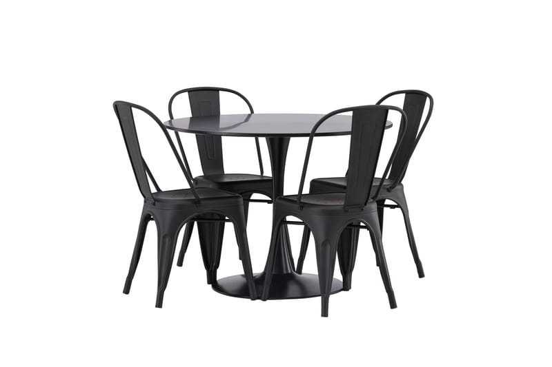 Glade Matgrupp 100 cm Rund med 4 Tempe Stolar - Svart - Möbler - Matplats - Matgrupp & matbord med stolar