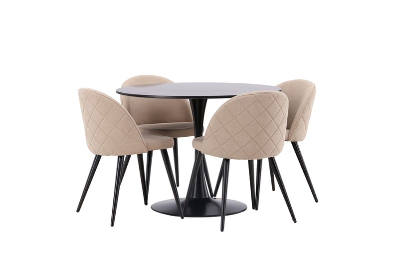 Glade Matgrupp 100 cm Rund med 4 Velvet stolar - Beige - Möbler - Matplats - Matgrupp & matbord med stolar