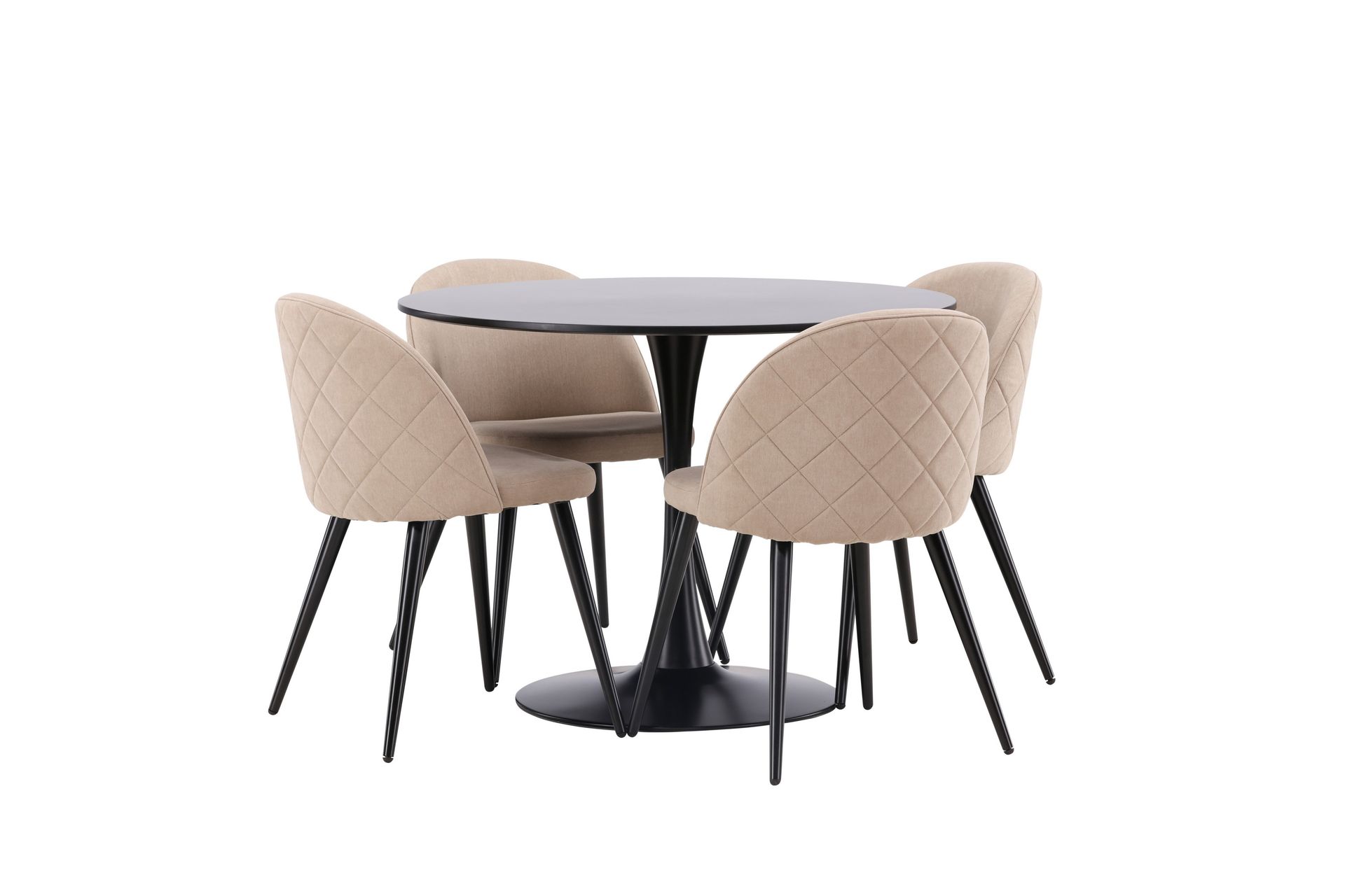 Glade Matgrupp 100 cm Rund med 4 Velvet stolar - Beige - Möbler - Matplats - Matgrupp & matbord med stolar
