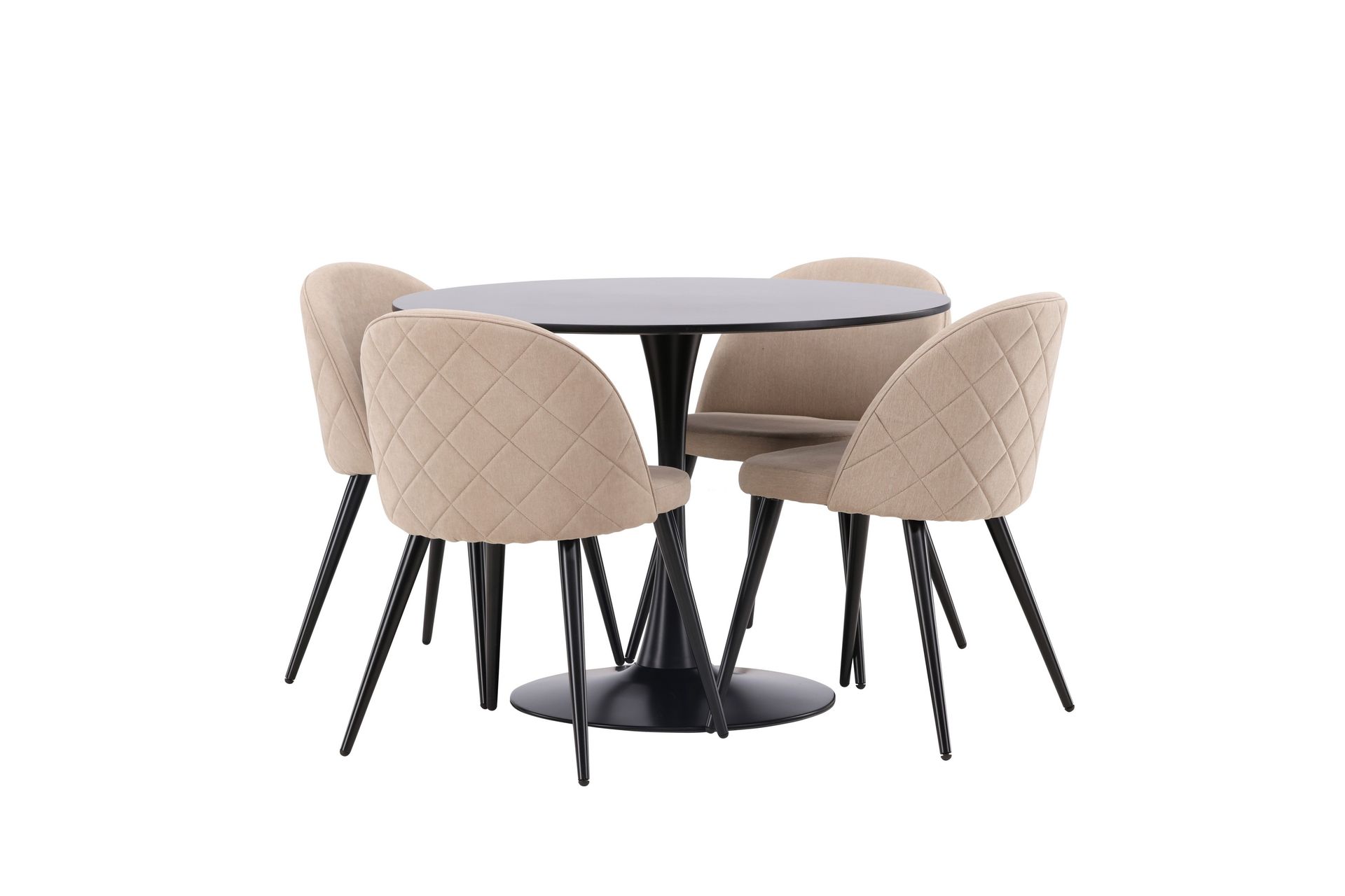 Glade Matgrupp 100 cm Rund med 4 Velvet stolar - Beige - Möbler - Matplats - Matgrupp & matbord med stolar