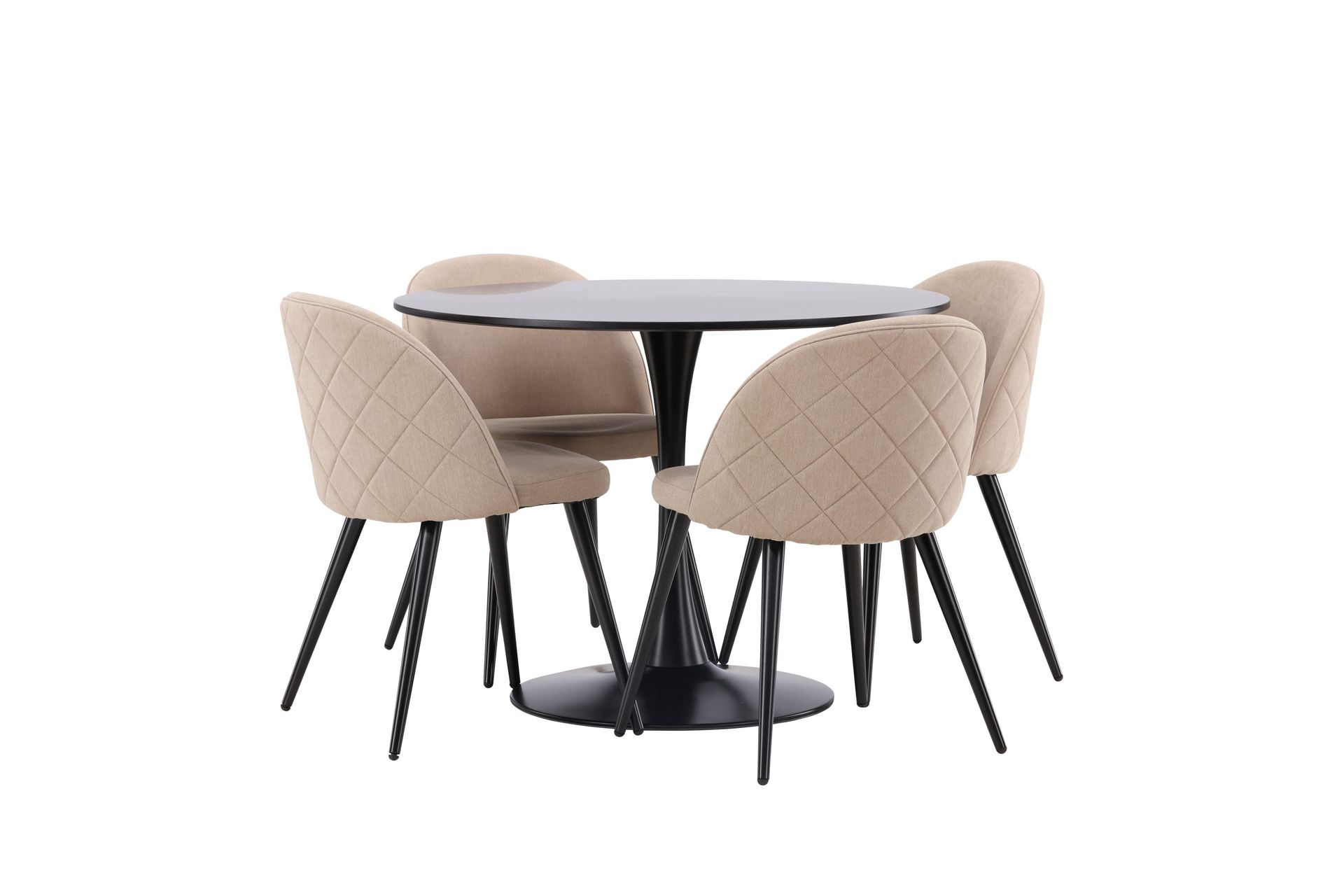 Glade Matgrupp 100 cm Rund med 4 Velvet stolar - Beige - Möbler - Matplats - Matgrupp & matbord med stolar