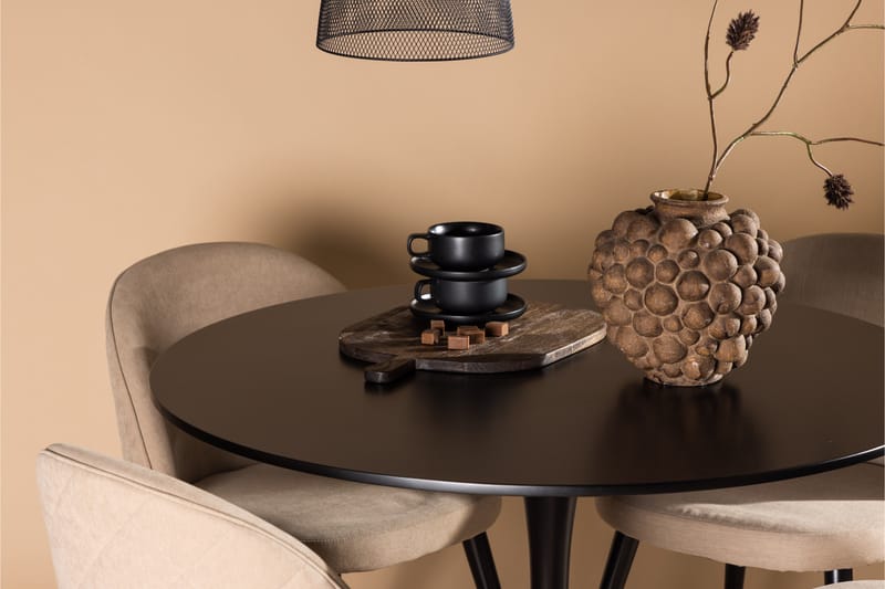 Glade Matgrupp 100 cm Rund med 4 Velvet stolar - Beige - Möbler - Matplats - Matgrupp & matbord med stolar
