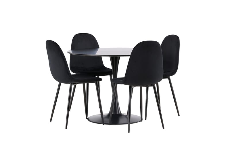 Glade Matgrupp 100 cm Rund med 4 Polar stolar - Svart - Möbler - Matplats - Matgrupp & matbord med stolar