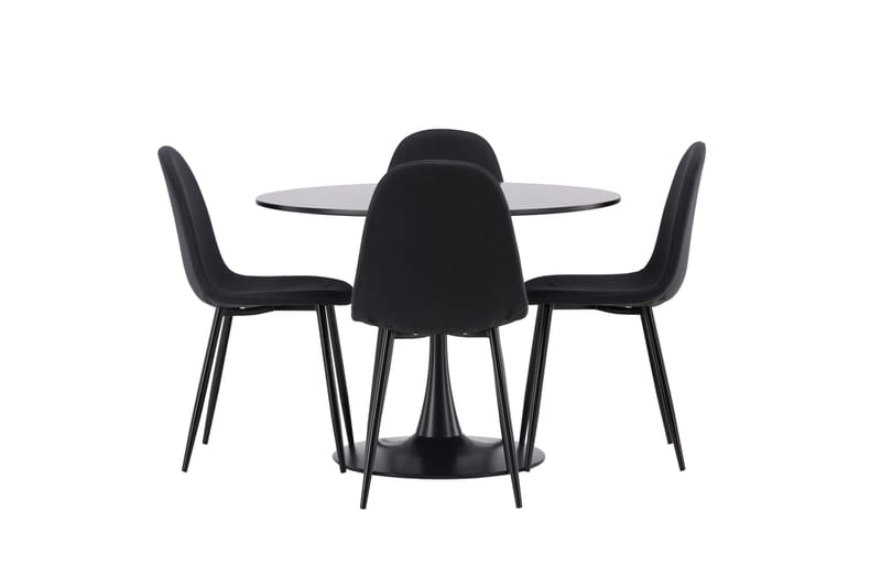 Glade Matgrupp 100 cm Rund med 4 Polar stolar, Svart