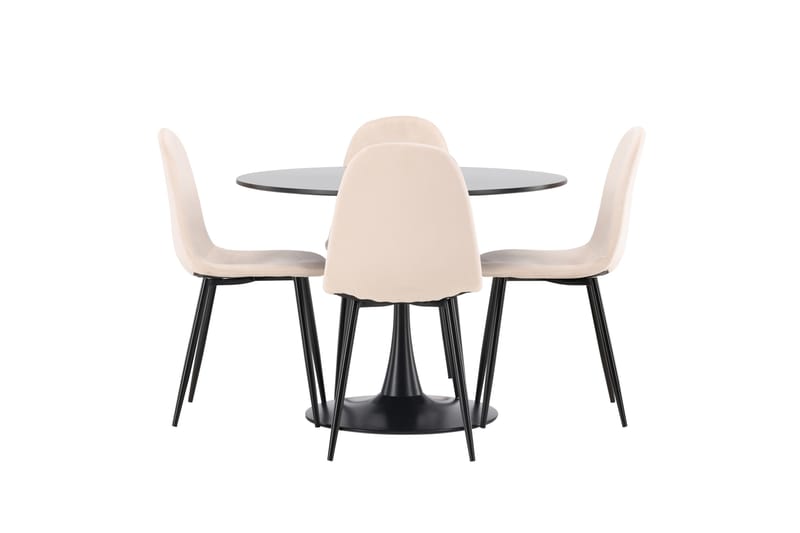 Glade Matgrupp 100 cm Rund med 4 Polar stolar - Beige - Möbler - Matplats - Matgrupp & matbord med stolar