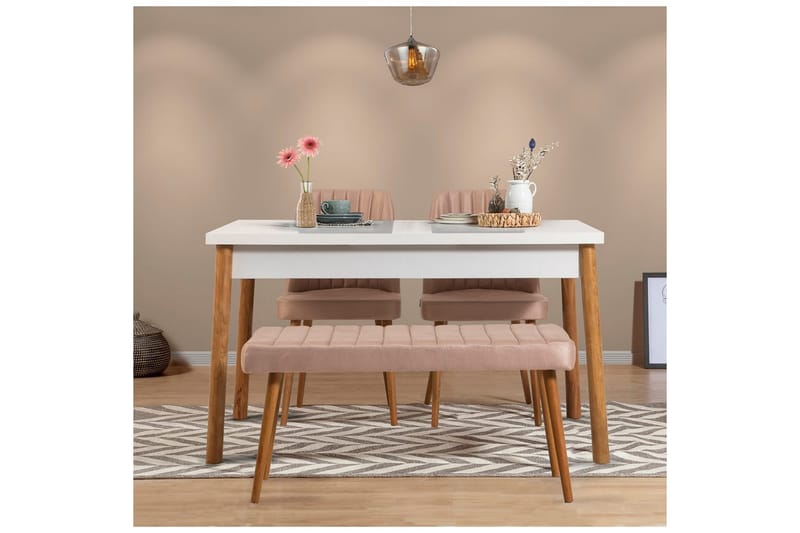 Glasnevin Matgrupp Rektangulär - Vit/Brun - Möbler - Matplats - Matgrupp & matbord med stolar