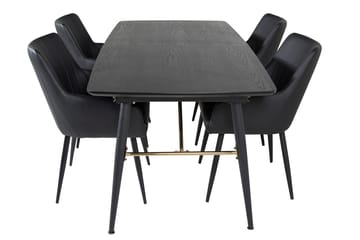 Gold Matbord 180 cm Förlängningsbart med 4 Comfort Karmstol - Möbler - Matplats - Matgrupp & matbord med stolar