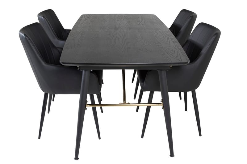 Gold Matbord 180 cm Förlängningsbart med 4 Comfort Karmstol - Möbler - Matplats - Matgrupp & matbord med stolar