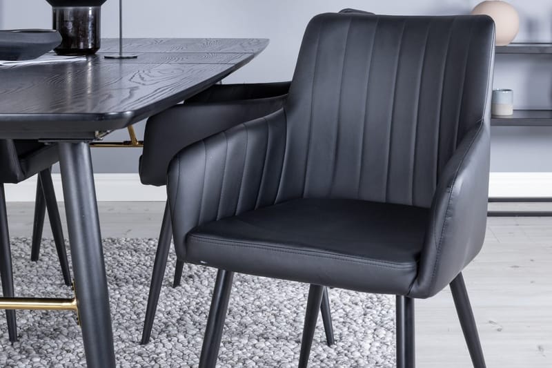Gold Matbord 180 cm Förlängningsbart med 4 Comfort Karmstol - Möbler - Matplats - Matgrupp & matbord med stolar