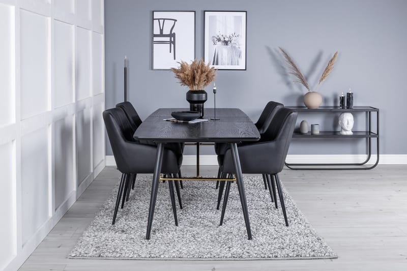 Gold Matbord 180 cm Förlängningsbart med 4 Comfort Karmstol - Möbler - Matplats - Matgrupp & matbord med stolar