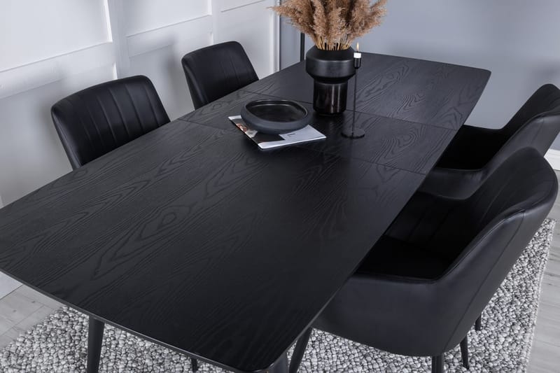 Gold Matbord 180 cm Förlängningsbart med 4 Comfort Karmstol - Möbler - Matplats - Matgrupp & matbord med stolar