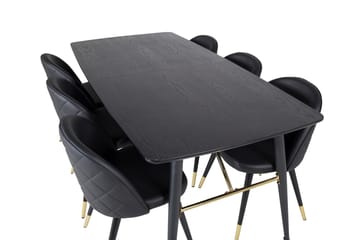 Gold Matbord 180 cm Förlängningsbart med 6 Velvet Deluxe Matstol - Möbler - Matplats - Matgrupp & matbord med stolar
