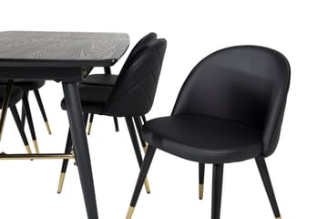 Gold Matbord 180 cm Förlängningsbart med 6 Velvet Deluxe Matstol - Möbler - Matplats - Matgrupp & matbord med stolar