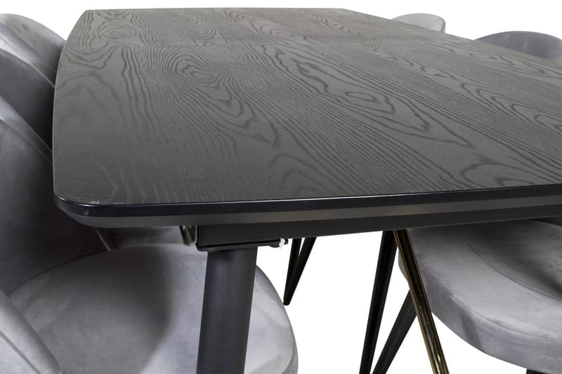 Gold Matbord 180 cm Förlängningsbart med 6 Velvet Köksstol Sammet - Möbler - Matplats - Matgrupp & matbord med stolar