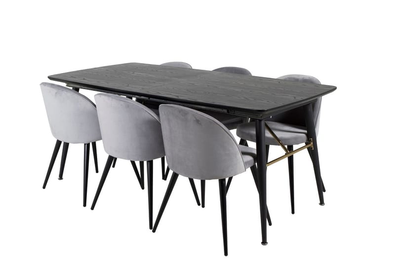 Gold Matbord 180 cm Förlängningsbart med 6 Velvet Köksstol Sammet - Möbler - Matplats - Matgrupp & matbord med stolar