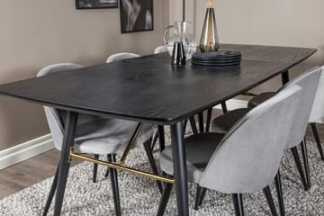 Gold Matbord 180 cm Förlängningsbart med 6 Velvet Köksstol Sammet - Möbler - Matplats - Matgrupp & matbord med stolar