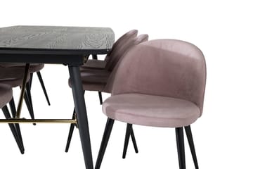 Gold Matbord 180 cm Förlängningsbart med 6 Velvet Matstol Manchester - Möbler - Matplats - Matgrupp & matbord med stolar