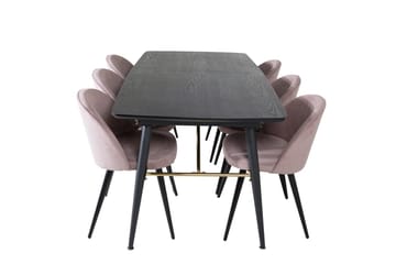 Gold Matbord 180 cm Förlängningsbart med 6 Velvet Matstol Manchester - Möbler - Matplats - Matgrupp & matbord med stolar