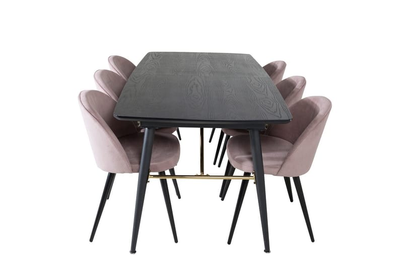 Gold Matbord 180 cm Förlängningsbart med 6 Velvet Matstol Manchester - Möbler - Matplats - Matgrupp & matbord med stolar