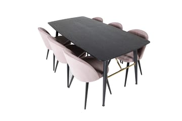 Gold Matbord 180 cm Förlängningsbart med 6 Velvet Matstol Manchester - Möbler - Matplats - Matgrupp & matbord med stolar