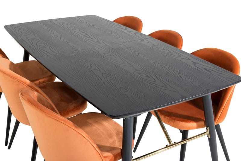 Gold Matbord 180 cm Förlängningsbart med 6 Velvet Matstol Sammet - Möbler - Matplats - Matgrupp & matbord med stolar