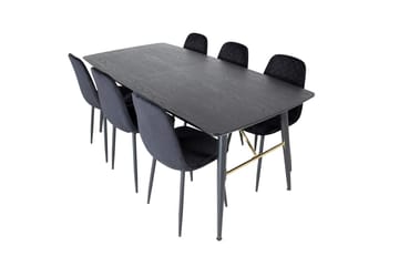 Gold Matbord 180 cm Förlängningsbart med 6 Polar Matstol - Möbler - Matplats - Matgrupp & matbord med stolar