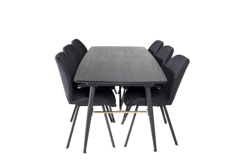 Gold Matgrupp Förlängningsbar 180-220 cm Rektangulär med 6 Gemma stolar, Svart/Guld